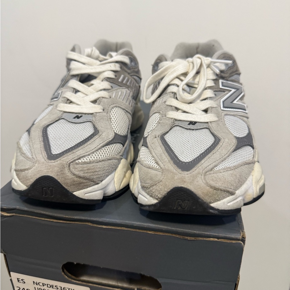 New Balance Gray and White Women's Athletic Sneakers - Picture 4 of 4